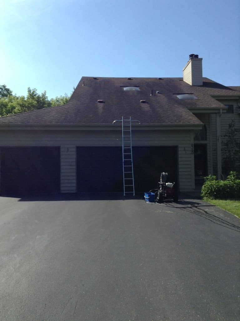 Before roof pressure washing